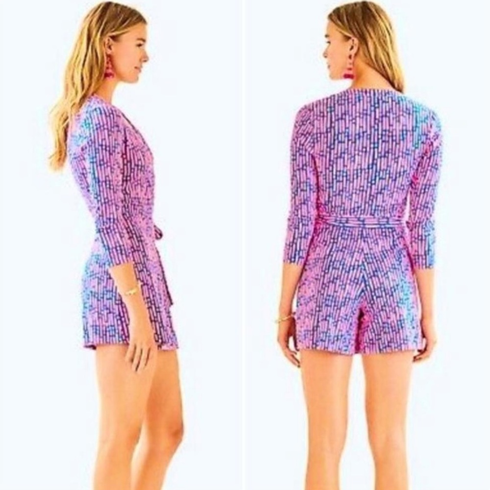 Lilly Pulitzer Pink Karlie Wrap Romper/Jum…